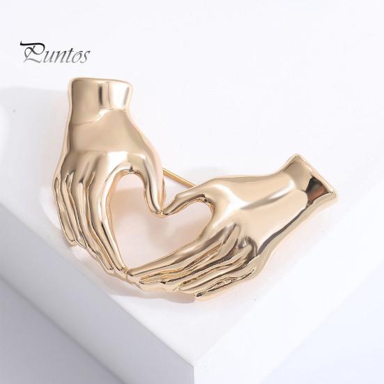 Creative Hands-in-Heart Brooch Pin Simple Elegant Retro Sweater Pin Suit Lapel Badge Coat Accessories