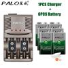 PALO Ni-CD Ni-MH 9V Rechargeable Battery 6F22 + Smart Battery Charger NIMH 300mah 9 Volts Crown for Metal Detector