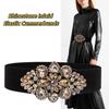 Flower Women Waistband Wide Rhinestone Waist Belt Personality Elastic Cummerbunds  Jacket