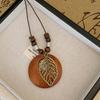 Ретро Деревянный Лист Сова Длинная Цепочка для Свитера Этническое Круглое Ожерелье Женщины Подвеска Часы Женские Ювелирные Изделия Аксессуары для Шеи Подарки Колье