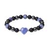 Натуральные аметисты Сердце Браслеты для женщин Матовый черный оникс Гематитовые бусины Эластичный браслет Мужчины Защита здоровья души Ювелирные изделия