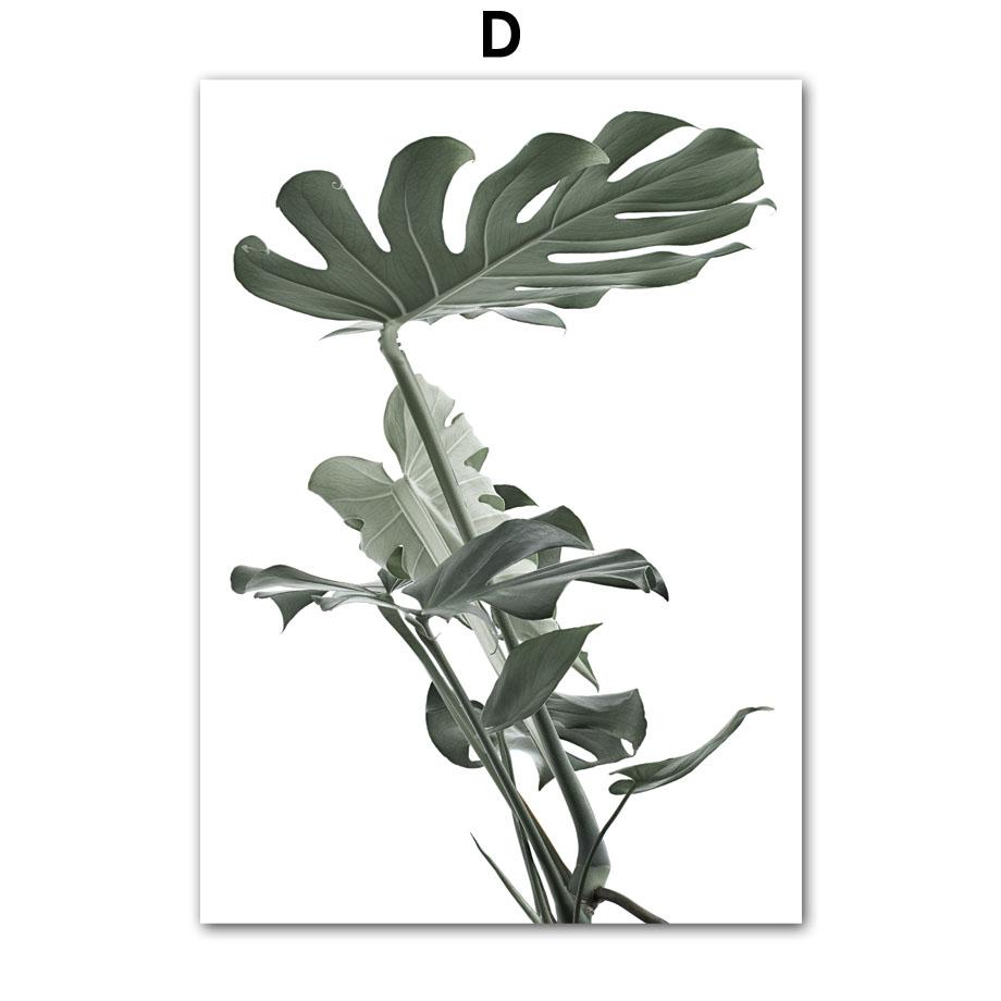 Тропические растения, пальмовые листья, белый цветок, настенная живопись на холсте, плакаты на скандинавскую тему и принты, настенные панно для декора гостиной