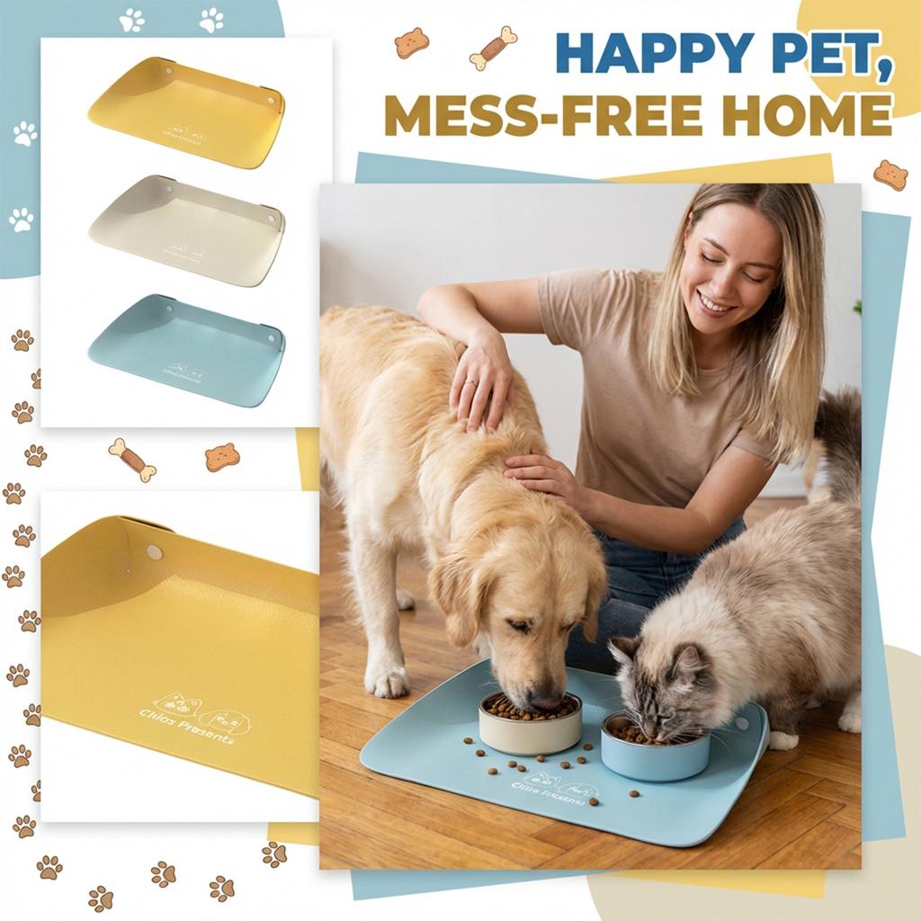 Некожаный коврик для кормления домашних животных - Влагозащитный коврик для мисок для кошек и собак