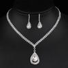 Fashion Zircon Water Drop Necklace and Earrings Set for Women Wedding Party Jewelry