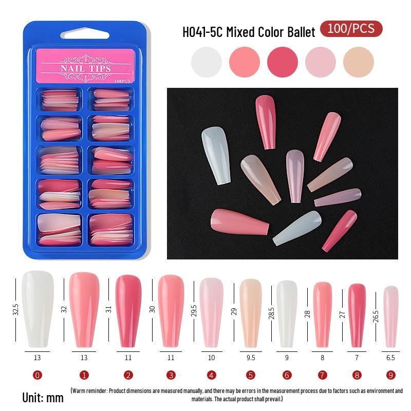 Long-Length Ballet Blue False Nail Stickers – Full Cover Nail Art Patches