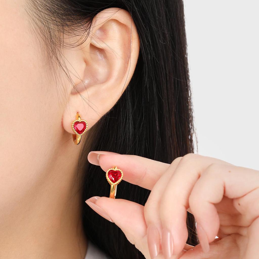 Роскошные корейские серьги-сердечки с бриллиантами: Модный дизайн ниши из титановой стали