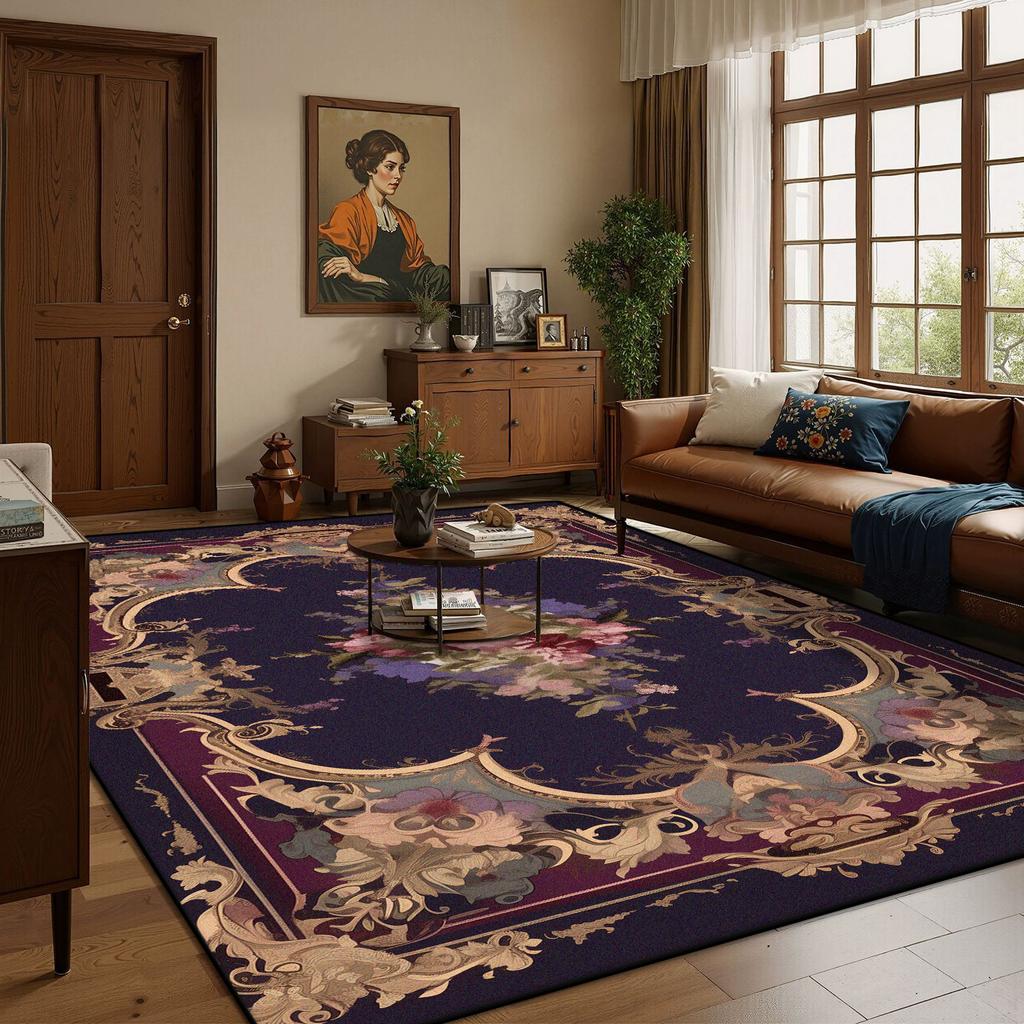 European Style Luxury Home Decoration Living Room Rug Flower Design Antiskid Room Decor Cloakroom Carpet Soft Sofa Table Mat