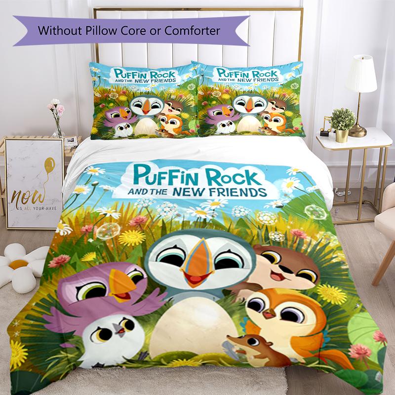 3 шт. Комплект постельного белья Puffin Rock Закрытие на пододеяльник Включает 1 пододеяльник и 2 наволочки, Мягкий и удобный для всех сезонов.