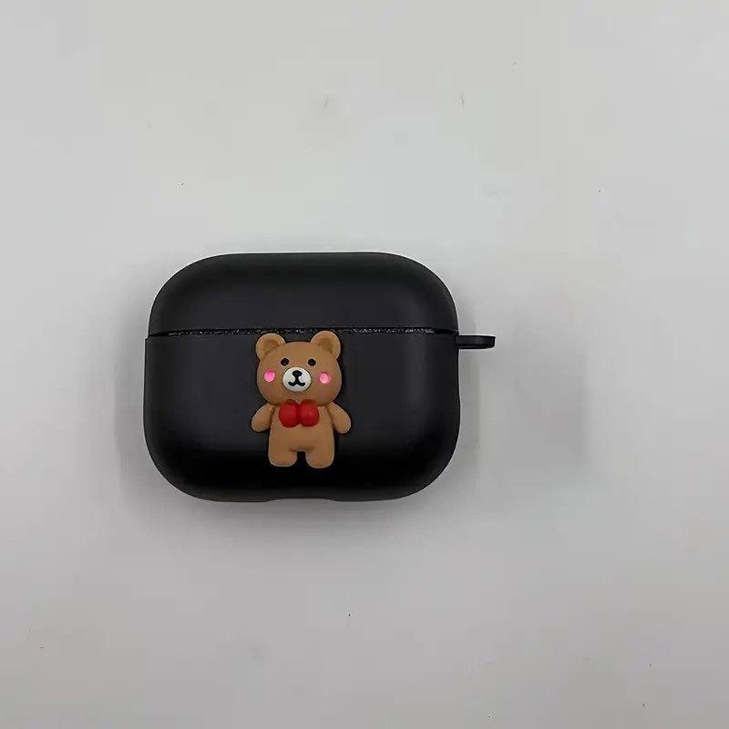 Black three-dimensional bear is suitable for AirPods 1/1st generation protective case Apple Pro/1 wireless bluetooth headset cover.
