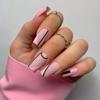 24 шт./компл., быстрые ногти, матовые, скошенные, розовые, французские, накладные, наклейки для ногтей, носимые, водонепроницаемые, для маникюра, готовые ногти