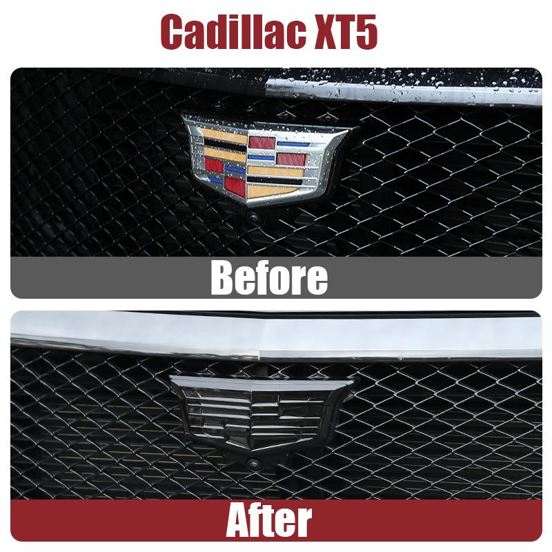 AABHV1 2PCS New Alloy Car Front Grille Emblem Rear Trunk Badge Stickers Decals for Cadillac XT5 2016-2025 Auto Modification Accessories