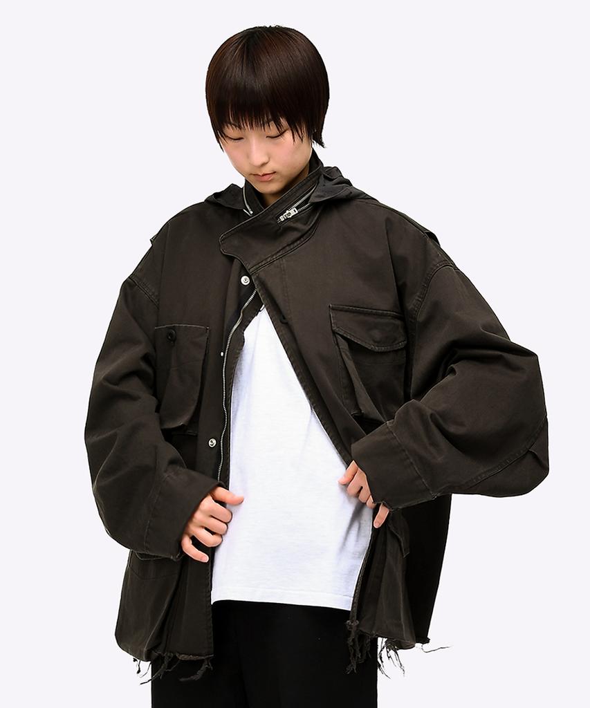 Quest&Guest M65 Cut-Off Field Parka (Dark Brown)