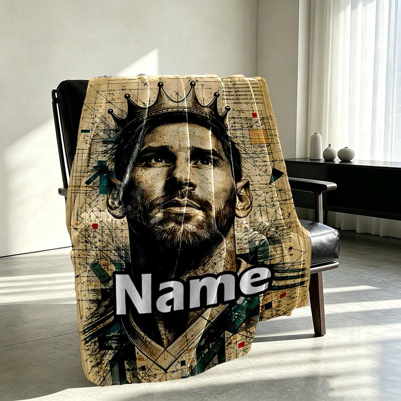 Custom Name Personalized football star Print Blankets, Home Decor, Bedroom, Sofa, Camping, Couch, Gifts for Birthday Christmas