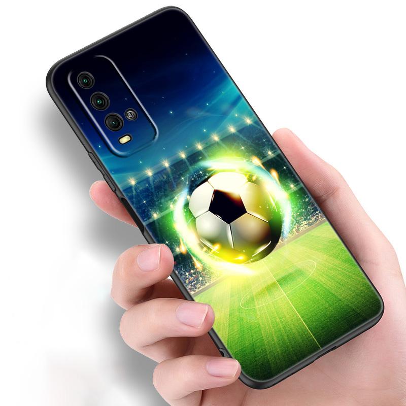 Силиконовый чехол для телефона с огненным футбольным мячом для Xiaomi Redmi Note 11 10 9 8 Pro 11T 10T 10S 9S 8T 9 9A 9C 9T, черный чехол