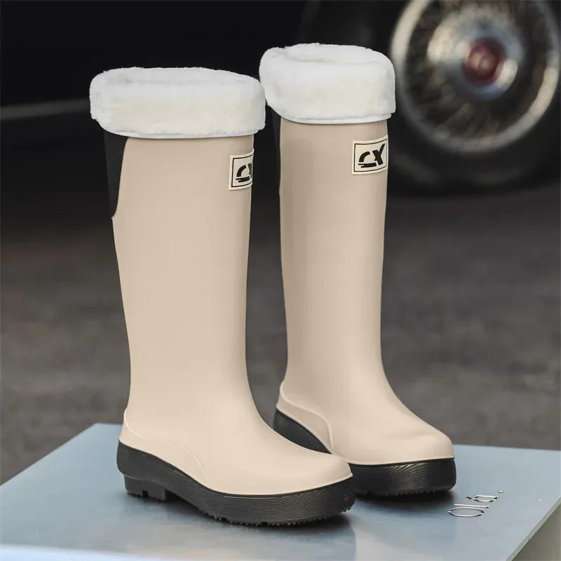 Высокие резиновые сапоги женские модные резиновые сапоги на толстой подошве водонепроницаемые резиновые сапоги 2025