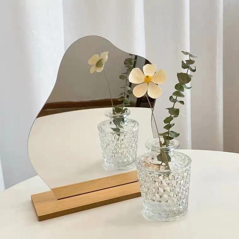 Необычное зеркало, акриловое декоративное зеркало, зеркало для макияжа в скандинавском стиле с деревянной основой, косметическое зеркало для девочек, украшение дома