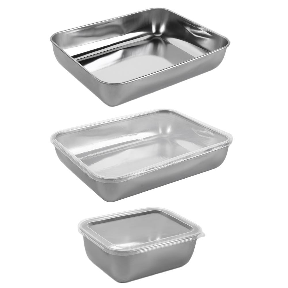 with Plastic Cover Stainless Steel Food Storage Box Rustproof Food Container Sausage