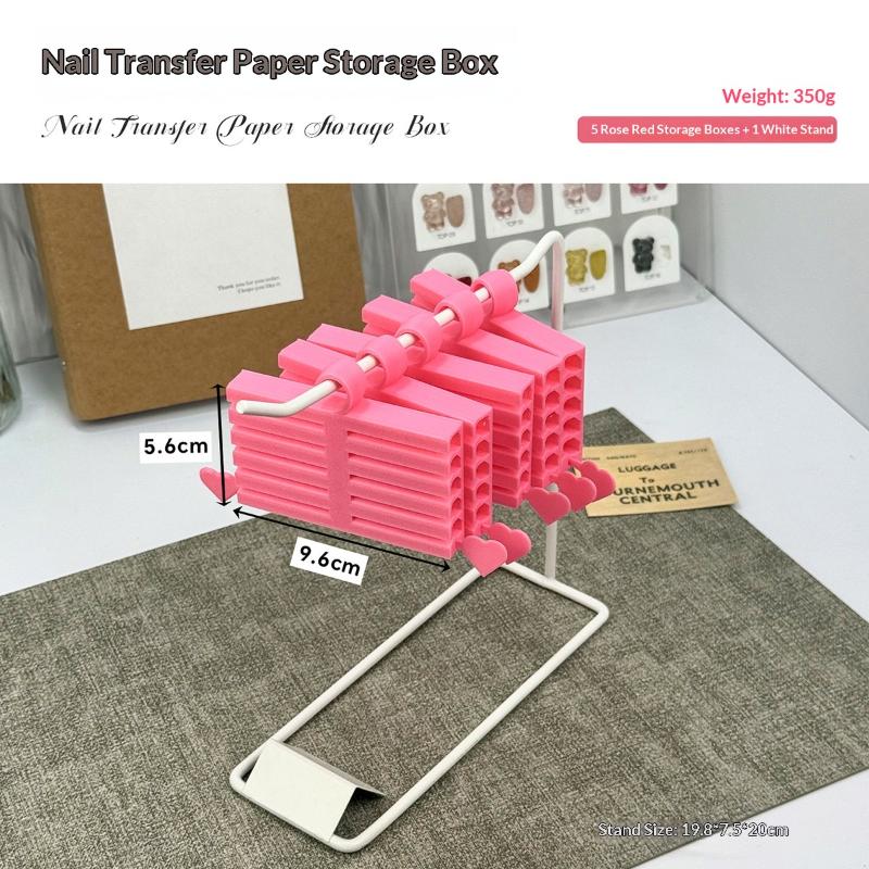 Colorful 10 Grid Nail Art Foil Organizer Box for Professional Transfer Paper Storage Compact Display Home Salon Setup