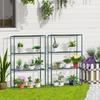70L x 27W x 110H cm Modern Plant Stand Set of 2, 4-Tier Planter Holder with Steel Frame, Outdoor Flower Display Rack for Potted Plants Balcony Décor