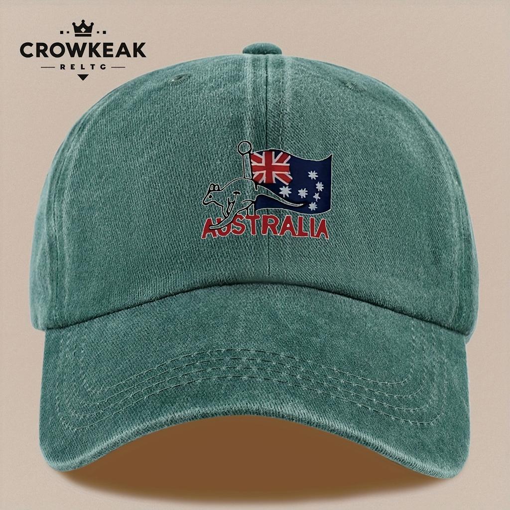 pc Australia Kangaroo Flag Baseball Cap  Vintage Distressed Trucker Hat Adjustable Snapback Closure Lightweight Breathable U