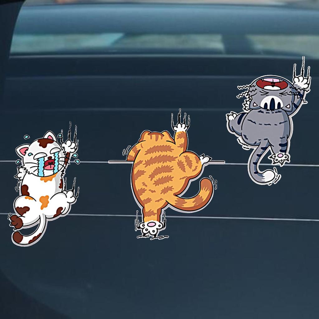 Автомобильная наклейка с котом, автомобильная наклейка с котом - Наклейки с царапинами лазающего кота - 3 шт.