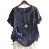 Women's Fashionable Round Neck Short Sleeve Top with Popular Floral Pattern in 11 Colors