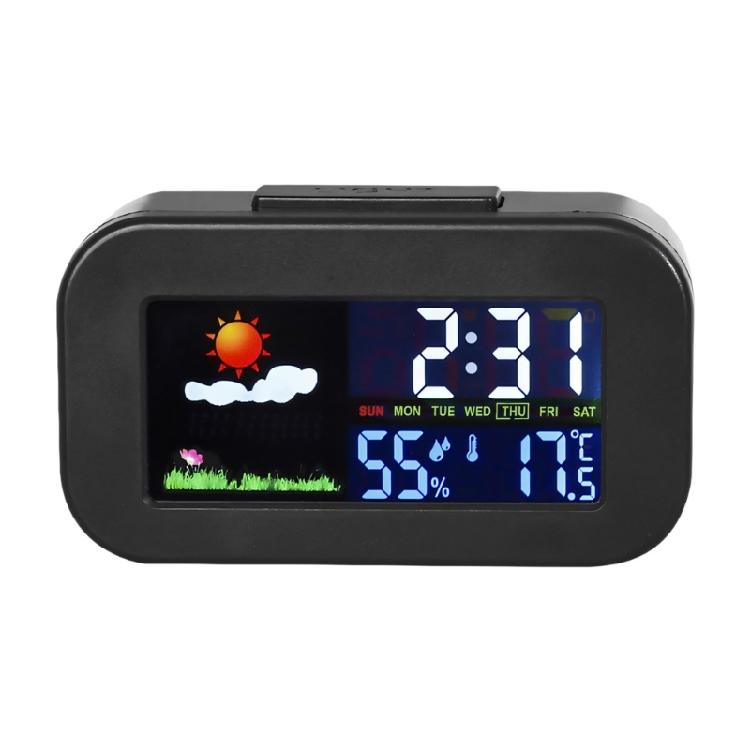 Electronic Weather Clock with Colorful Backlight Simple Design Weather Clock for Indoor Temperature Moisture And Time Display
