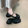 Gentle Bow Pink Mary Jane Shoes with Skirt One-button Thick Heel Shoes