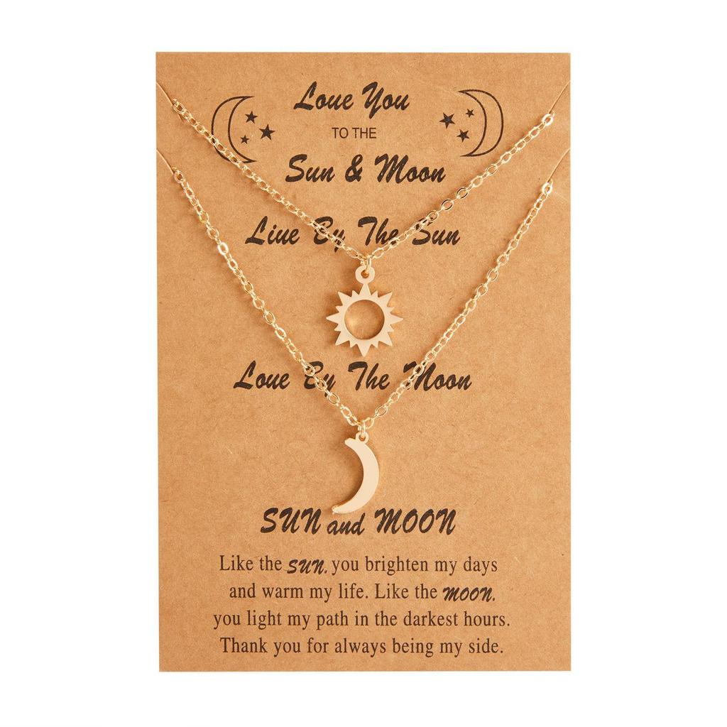 Парное ожерелье из нержавеющей стали в виде звезды «Солнце и Луна» — невыцветающий нишевый дизайн с полой подвеской