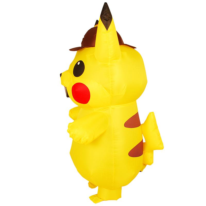 Adult Kids Mascot Detective Pikachu Inflatable Costume Cosplay Dress Halloween