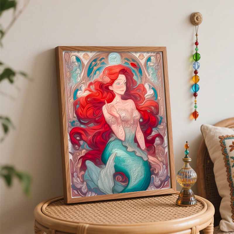 Disney The Little Mermaid Oil Art Painting Kit Home Wall Decor Handmade Gift for Princess Fans Bedroom Living Room Art Decor Craft