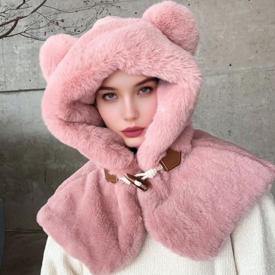 Женская шапка вязаная ветрозащитная теплая эластичная однотонная термо-зимняя шапка для походов