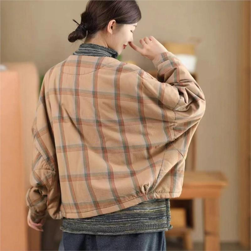 Johnature Женское зимнее винтажное плетеное пальто с V-образным вырезом в китайском стиле с большими карманами и длинными рукавами, модное пальто