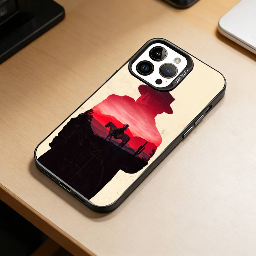 Чехол для телефона Red Dead Redemption 2 Для iPhone 17,16,15,14,13,12,11 Plus,Pro Max,XS,Цветной Серебристый Покрытие Внутренняя Крышка