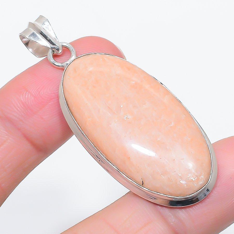Natural Orange Aventurine 925 Sterling Silver Jewelry Pendant 2.25" I1s92