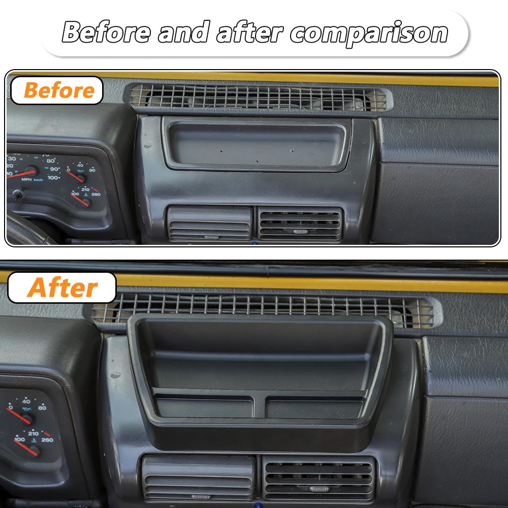 Ящик для хранения центральной консоли автомобиля, органайзер для приборной панели, лоток для Jeep Wrangler TJ 1997-2006, аксессуары, черный, 1 шт.