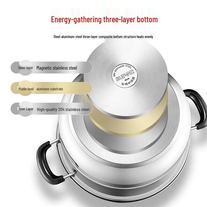 SUPOR 26cm Stainless Steel Double-Layer Steamer Pot