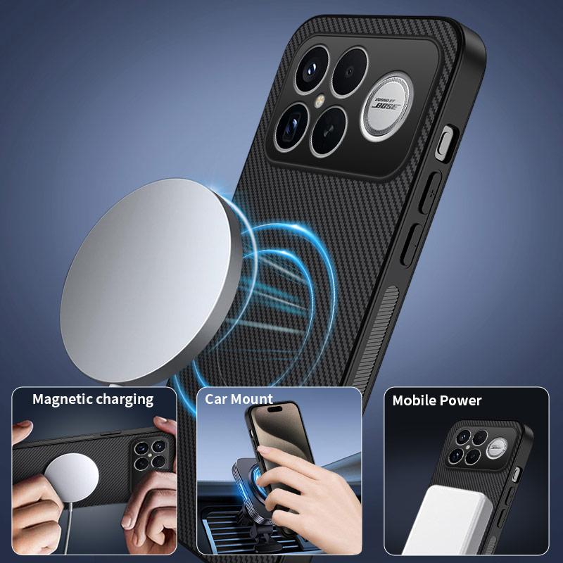 For Xiaomi Redmi K90 Pro Max 5G/Poco F8 Ultra Case Magnetic Case WANLONFENG TQ Series Carbon Fiber Texture PC TPU Phone Cover
