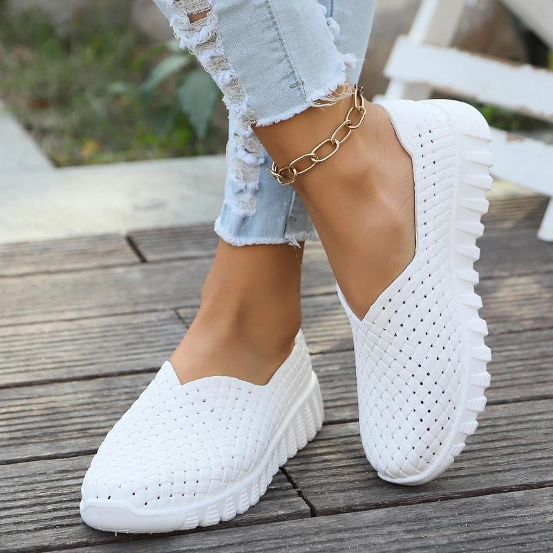 Fashion Leisure Woven Flat Shoes 2024 Summer New Daily Soft Sole Hollowed Out Breathable and Comfortable Sports Shoes for Women Zapatos