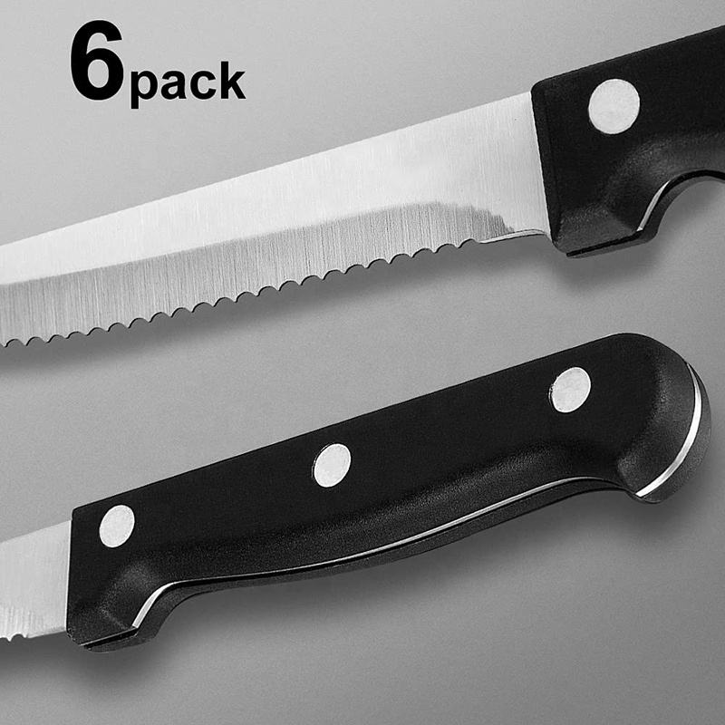 Steak Knives Set Cutlery Set 4/6/8/16 Pcs Full Tang Stainless Steel Sharp Serrated Dinner Knives Dishwasher Safe for Meat Bread