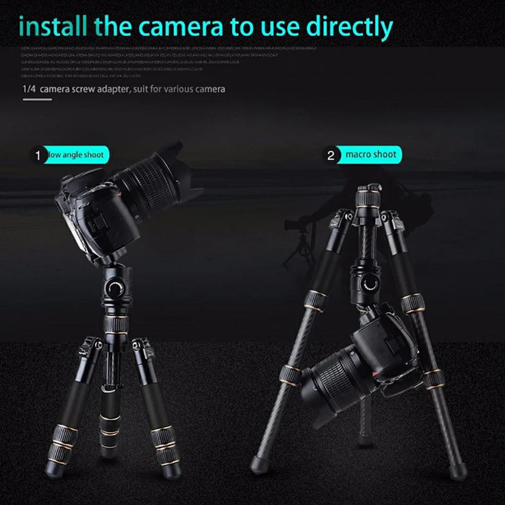 Мини-штатив QZSD из углеродного волокна с максимальной нагрузкой 8 кг и вращающейся на 360 градусов шаровой головкой для зеркальных камер