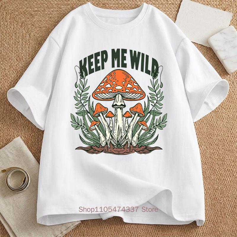 Keep Me Wild Винтажная футболка с графическим принтом для унисекс Летняя повседневная мода Харадзюку Свободные топы Футболки с круглым вырезом и короткими рукавами