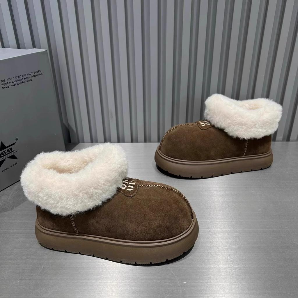 Big Head Snow Boots Thick Sole 2024 Winter New Northeast Velvet Thickened Warm Shoes Big Cotton Shoes Snow Cotton Winter Shoes