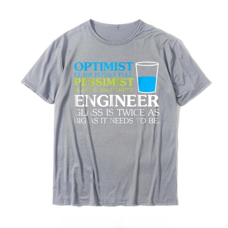 Funny Engineer Optimist Pessimist Glass TShirt Hot Sale Unique T Shirt Cotton Shirt Normal Cotton Tops Tees Fitness Tshirt