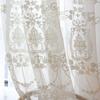 White Embroidered Flower Screen European Style Tulle Perspective Bedroom Living Room Curtain
