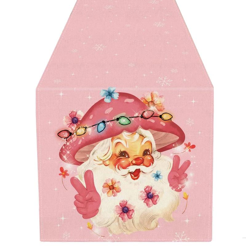 Простые рождественские льняные дорожки для стола, розовые дорожки для стола, украшение обеденного стола, украшение для домашнего праздника, праздничное украшение