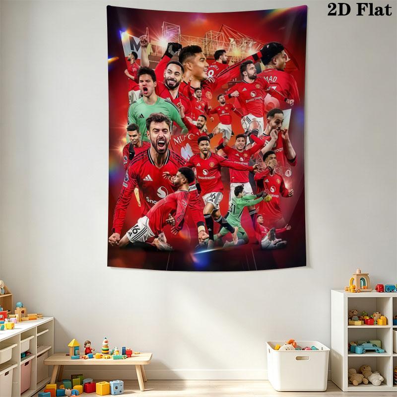 Glossy MUFC StickersWall Hanging Printed Fabric Blanket Decorative Tapestries for Bedroom Living Room Home Decor