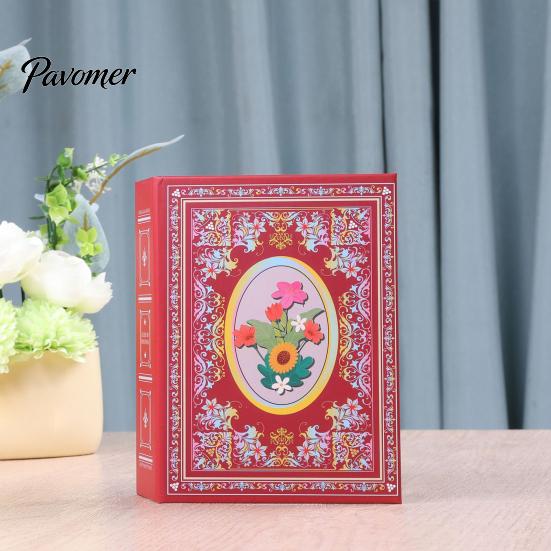Picture Album Photo Album, Laminated Sleeve Page Refillable Mini Holder, Vintage Ethnic Style Memory Book for Travel Postcards & Photos, Portable