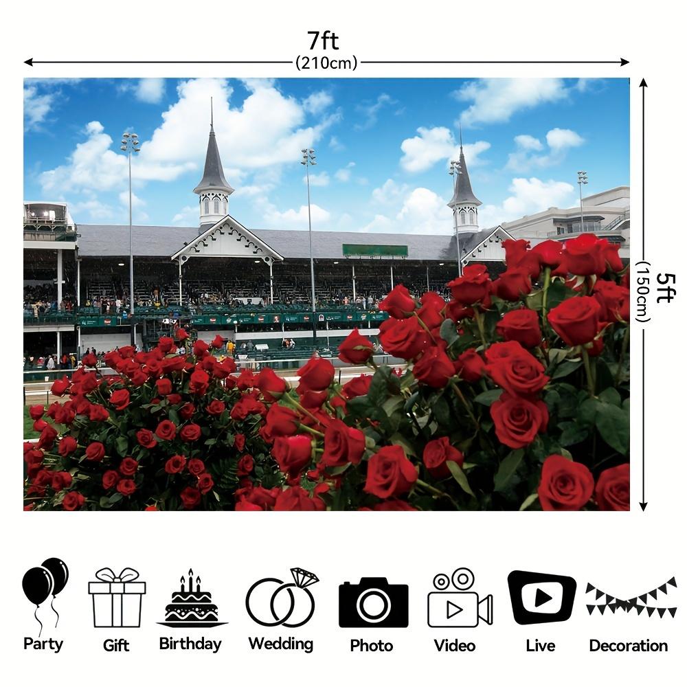 Kentucky Derby Run to the Roses Backdrop - Equestrian & Horse Racing Photo Booth Banner