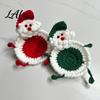 Cute Animal Shape Cup Mats Creative Handmade Crochet Santa Coaster for Christmas Table Decoration Soft Knit Decorative Yarn Drink Trays 3D